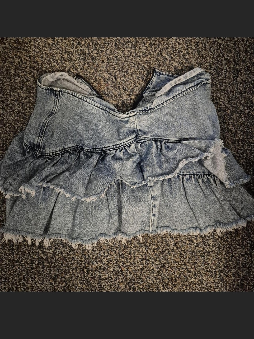 Ruffled Light Blue Denim Mini Skirt